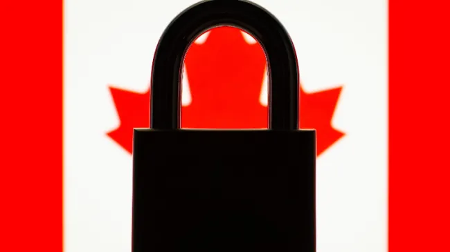 canada flag with lock